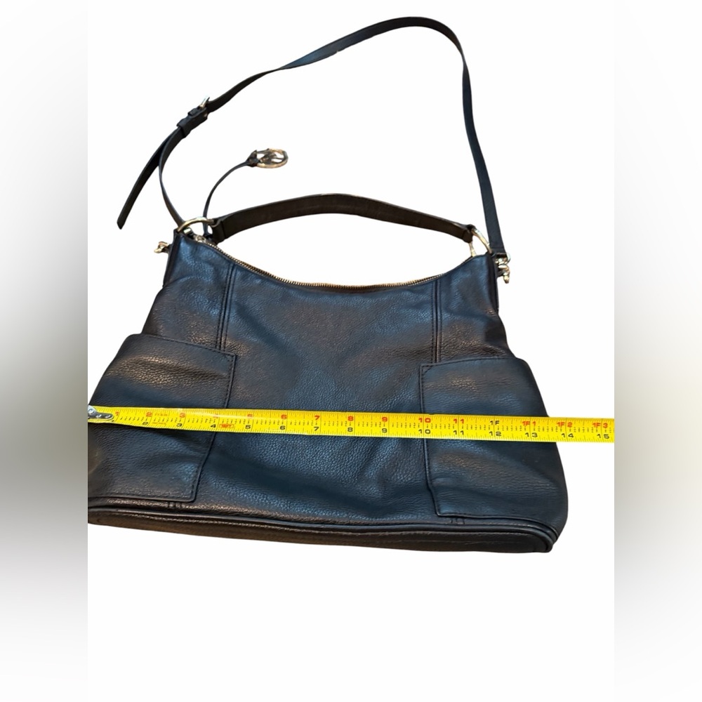 Michael Kors Anita Large Black Pebbled Leather Shoulder Hobo with Gold Hardware - Picture 7 of 9